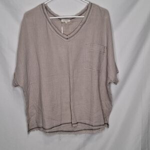 La Miel V Neck Cotton Gauze Top Size Small NWT